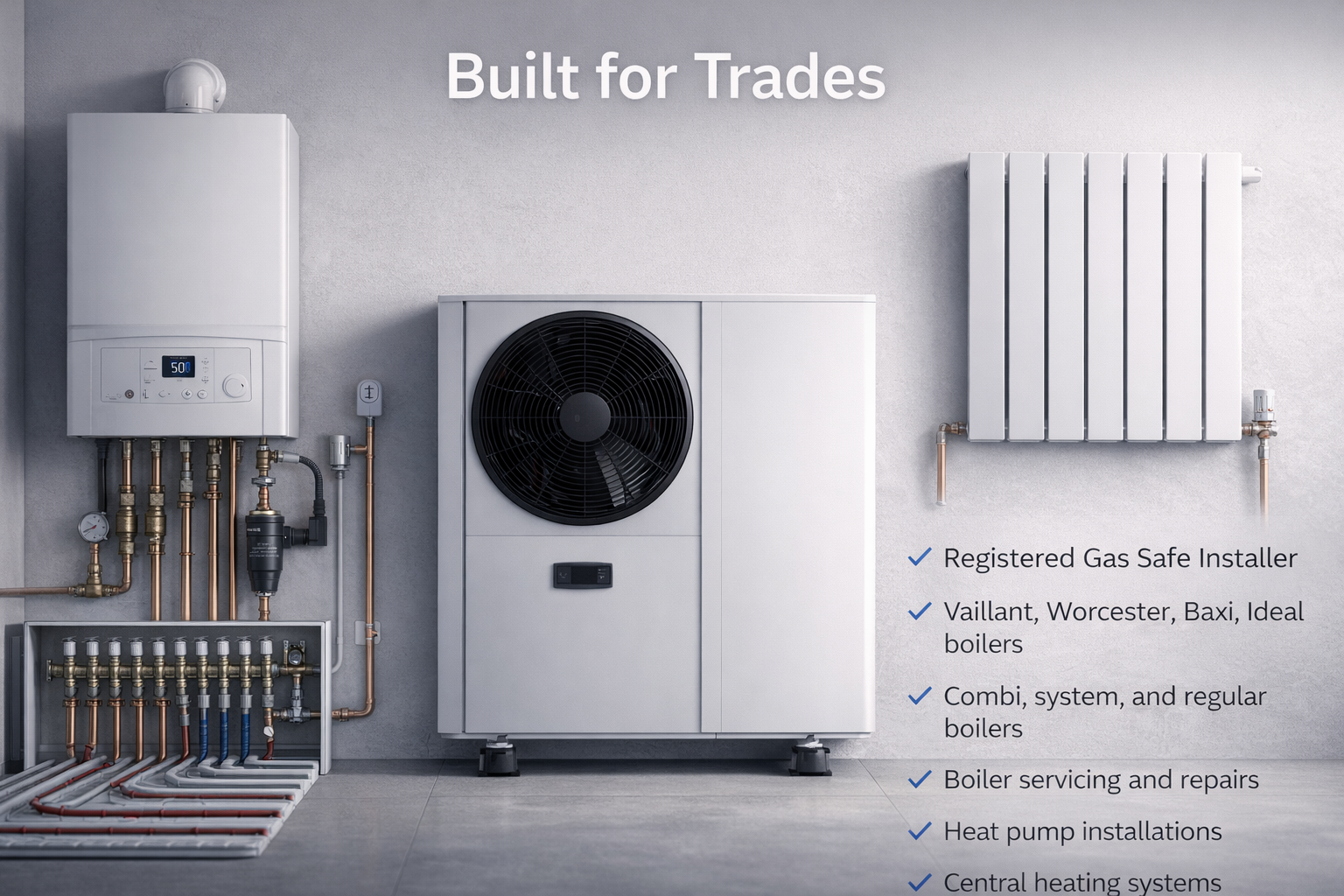 Built for trades - boilers, heat pumps, and heating systems